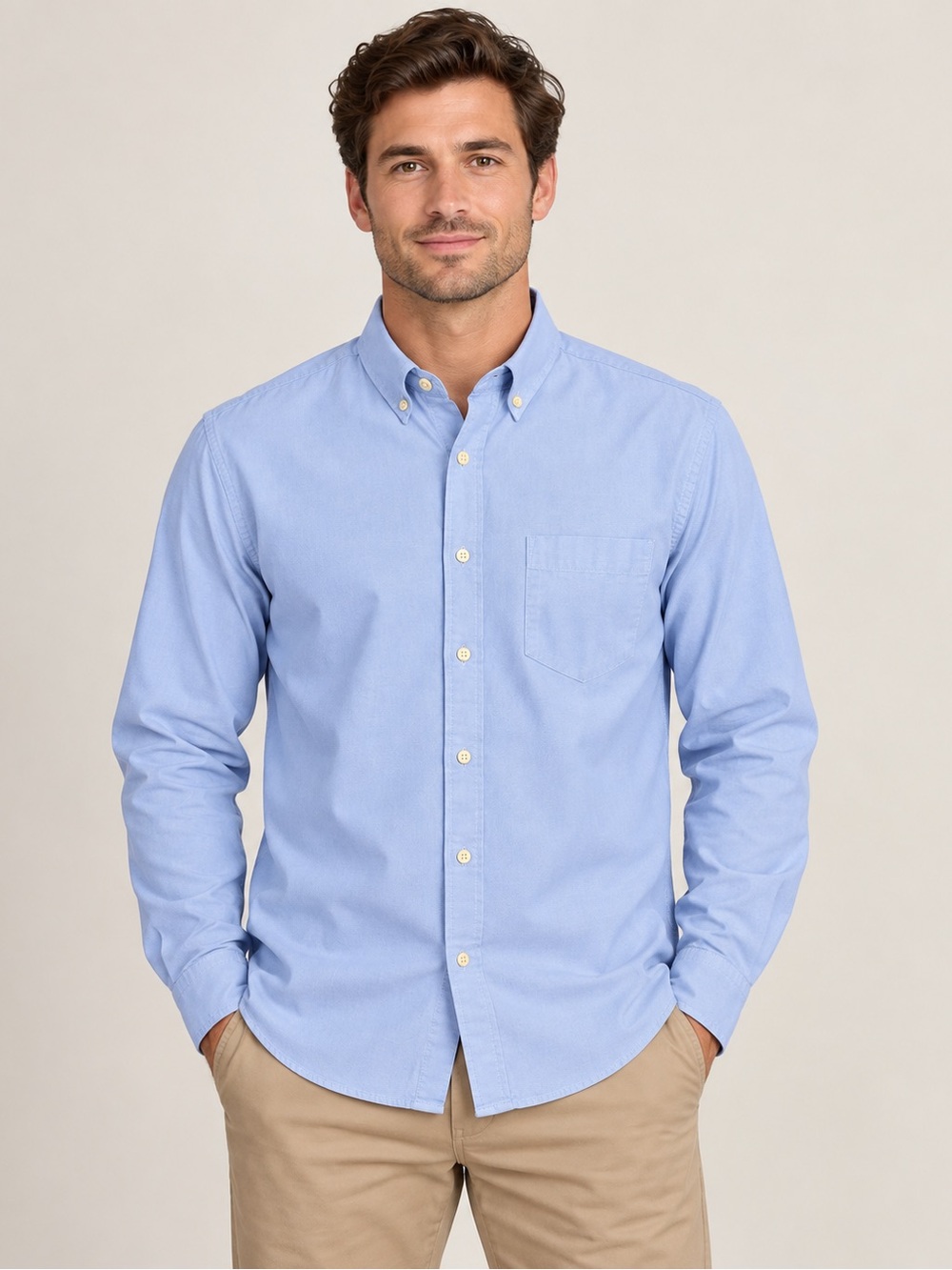 Banana Republic Men’s L Oxford Shirt Untucked Fit Light Blue Long Sleeve